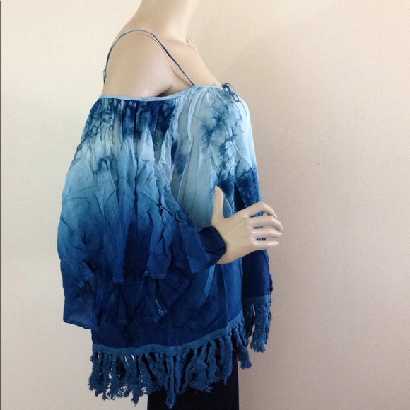 LAST 1! Bell Sleeve tassel fringe tie die blouse - Picture 7 of 8